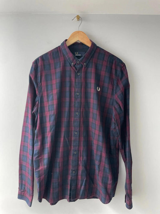 Men’s Fred Perry Premium Long Sleeve Check Shirt - Large - 1581