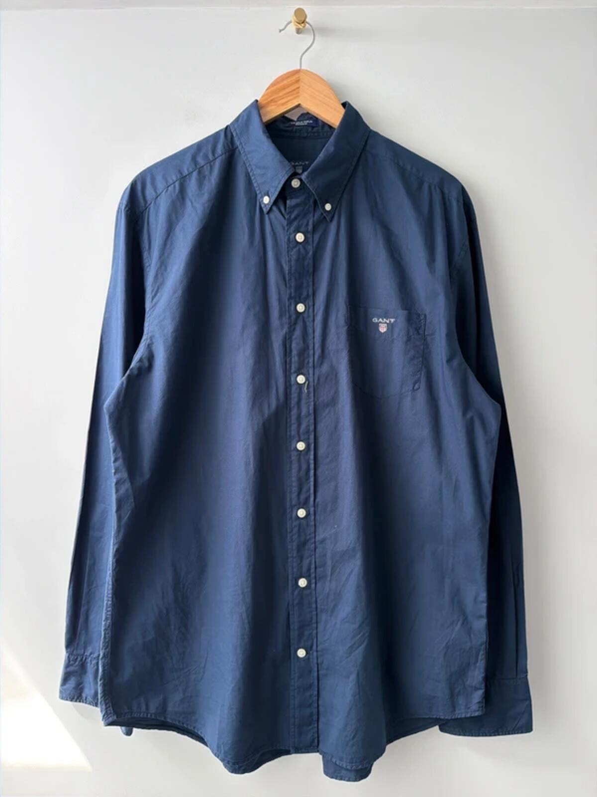 Men’s Gant regular fit long sleeve oxford shirt in navy - xlarge - 3399