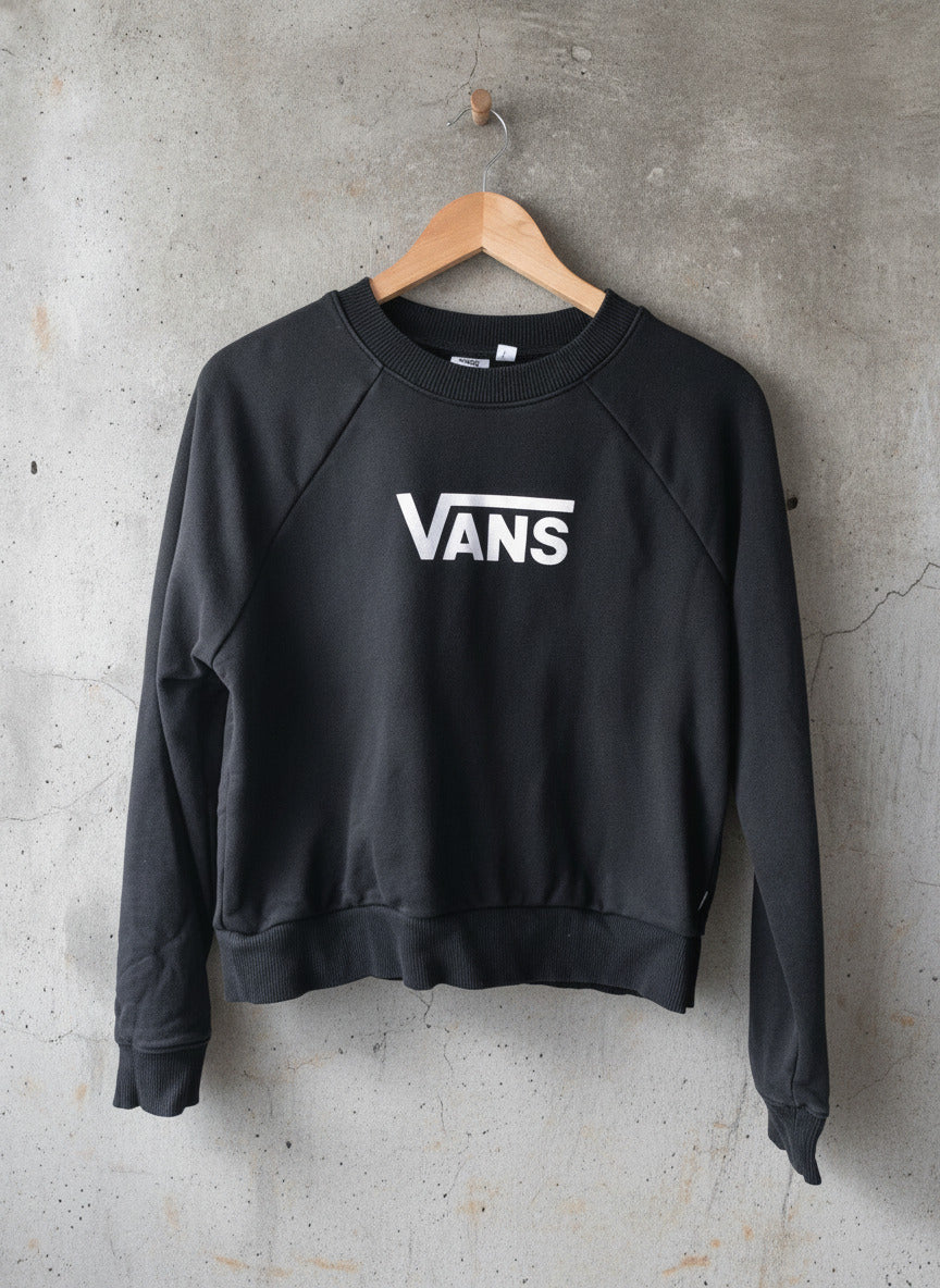Women’s Vans Oversized Fit Crew Neck jumper Sweatshirt In Black - Small - 2230