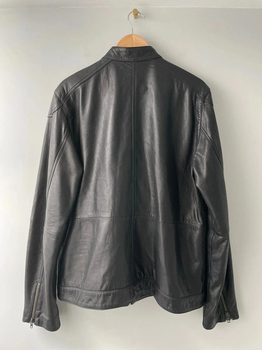 Men’s Ted Baker Premium Soft Leather Biker Jacket In Brown - Medium - 2266