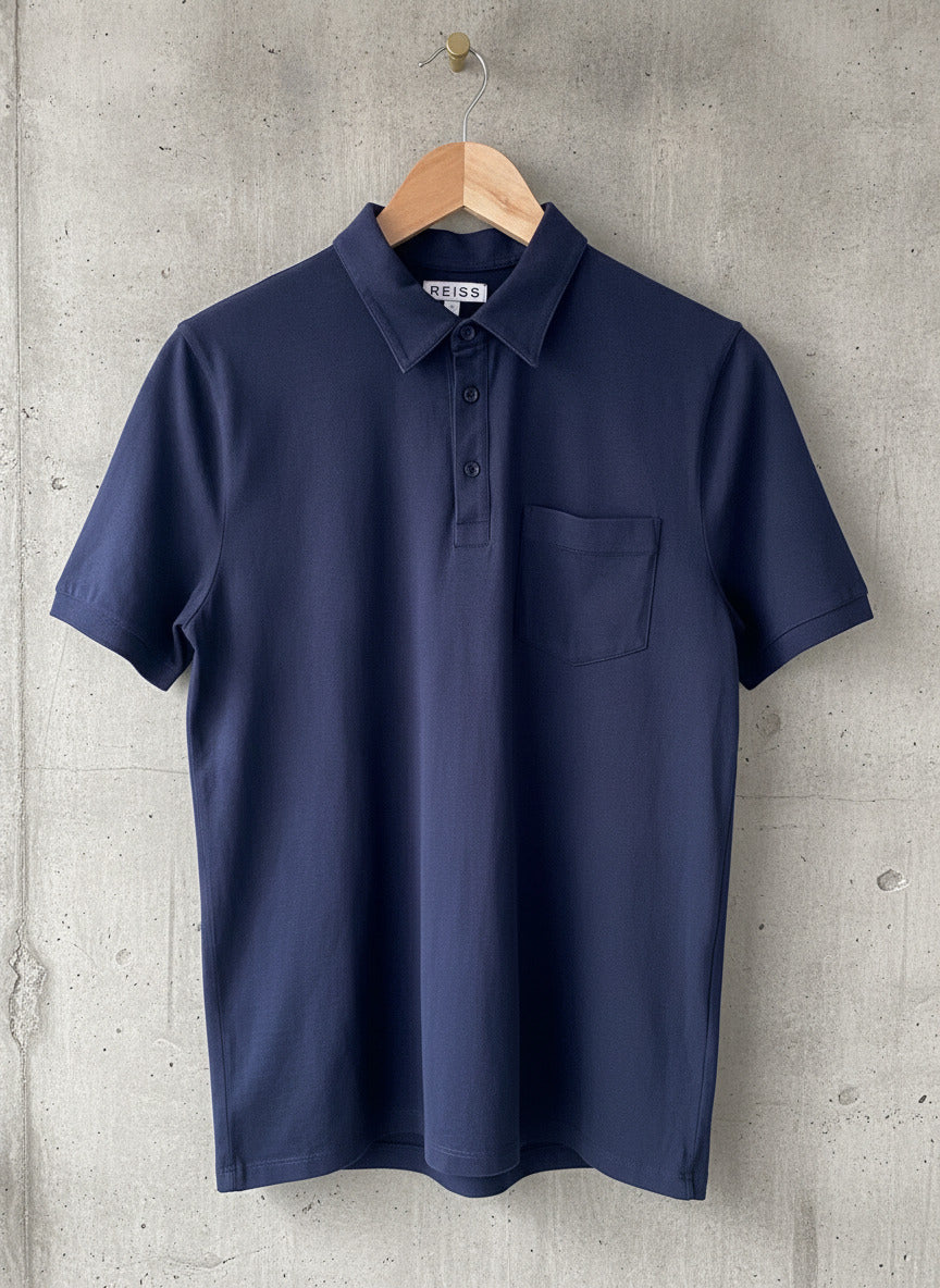 Men’s Reiss Premium Soft Touch Polo Top In Navy - Small - 1728