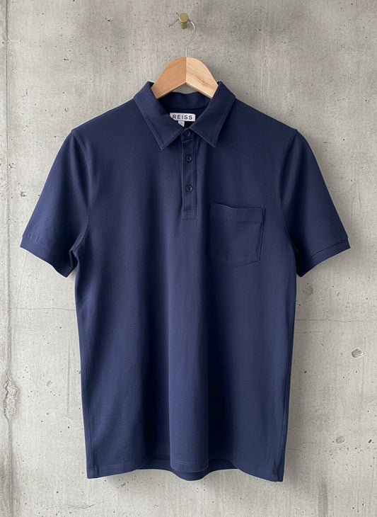 Men’s Reiss Premium Soft Touch Polo Top In Navy - Small - 1728