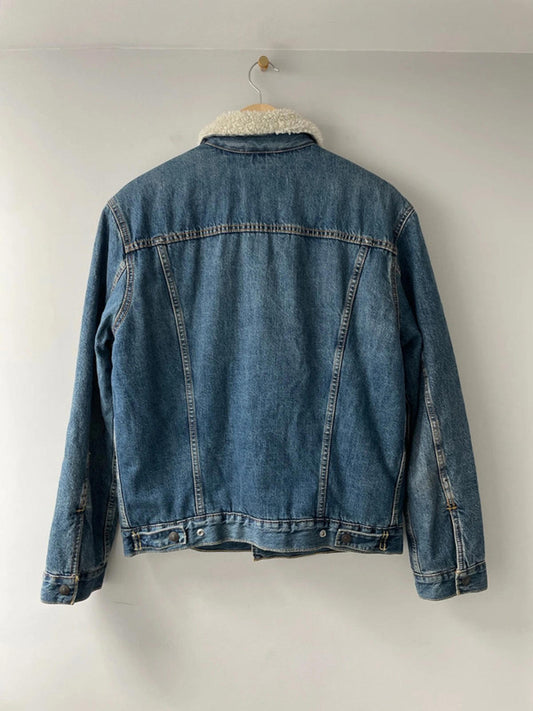 Men's Levi's Denim Trucker Jacket Coat With Borg Lining In Blue - Medium - 2330