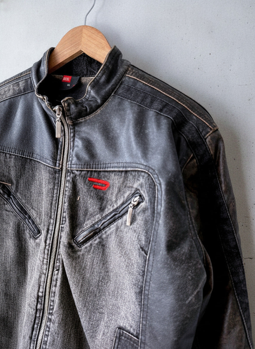 Men’s Diesel Biker Jacket In Washed Black Colour - XXLarge - 3551