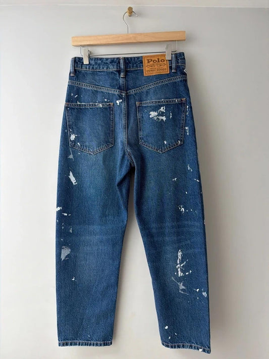 Women’s Ralph Lauren Straight Leg Distressed Jeans In Navy - W24/L27 - 3242