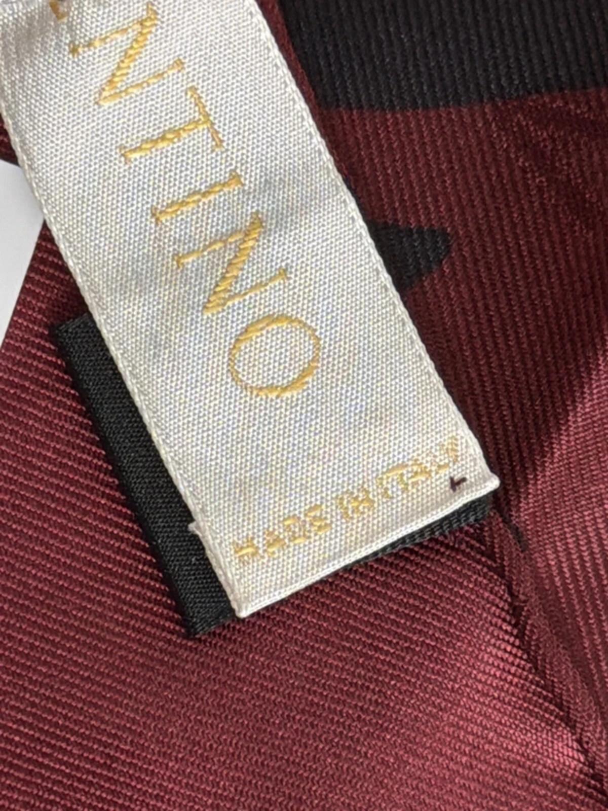 Valentino 100% Silk Floral Print Headscarf Bandanna In Burgundy - 3340