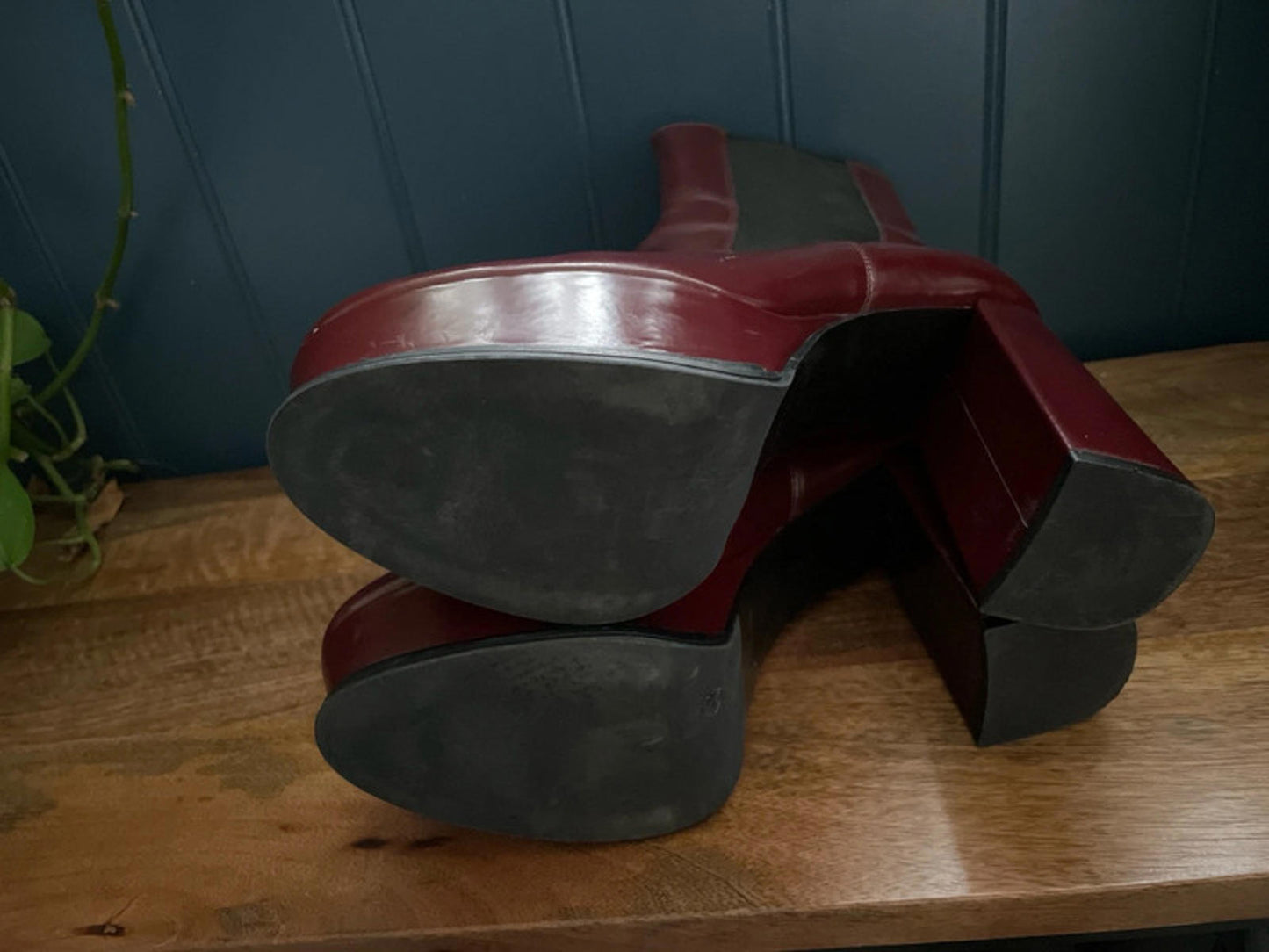 Women’s & Other Stories Premium Leather Platform Boots In Cherry Red - UK8 - 2553