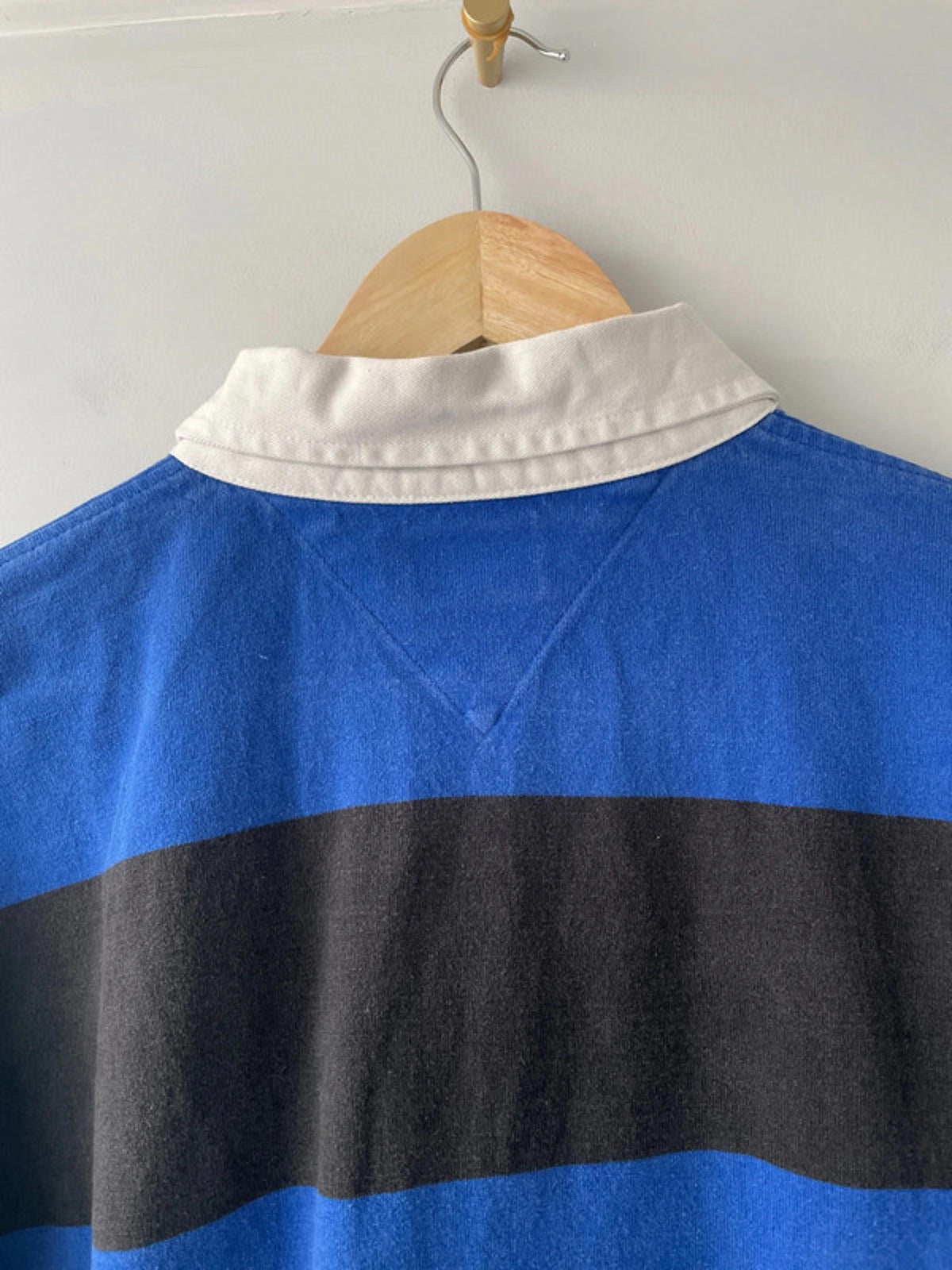 Men’s Tommy Hilfiger Stripped Rugby Polo Top In Navy - Large - 2150