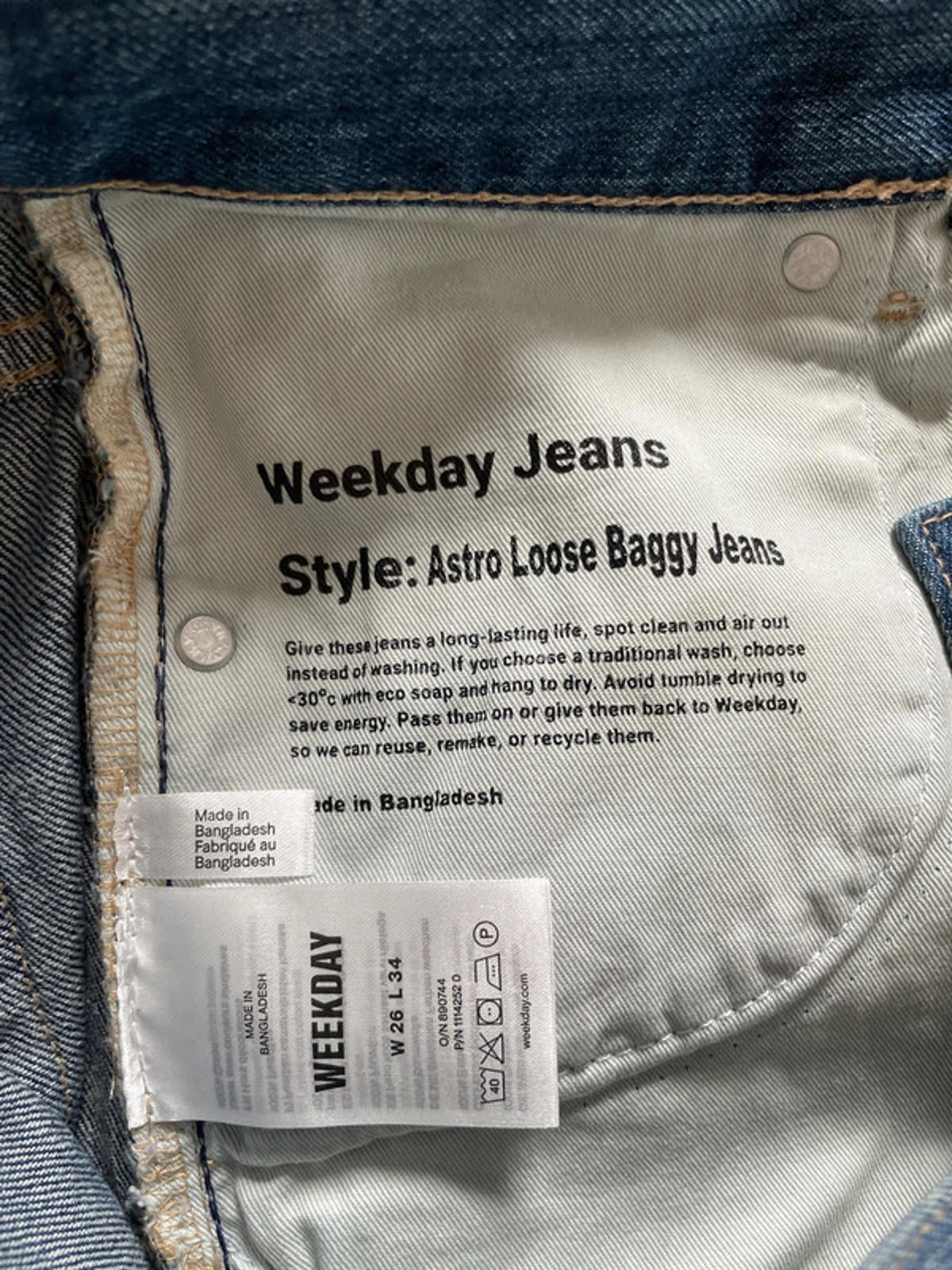 Women’s Weekday Astro Loose Baggy Fit Jeans in Blue - W26/L34 - 2487