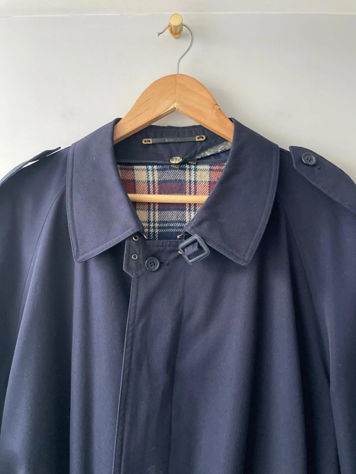 Men’s Baracuta Premium Belted Trench Coat in Navy Blue - Xlarge - 2650