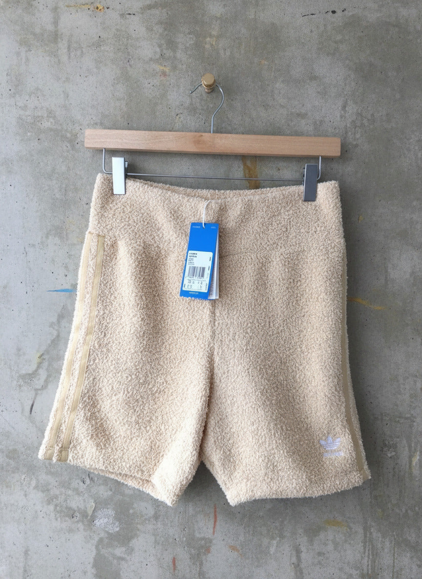 Women’s Adidas Relaxed Risqué Borg Texture Shorts In Beige - Uk10 - 3324