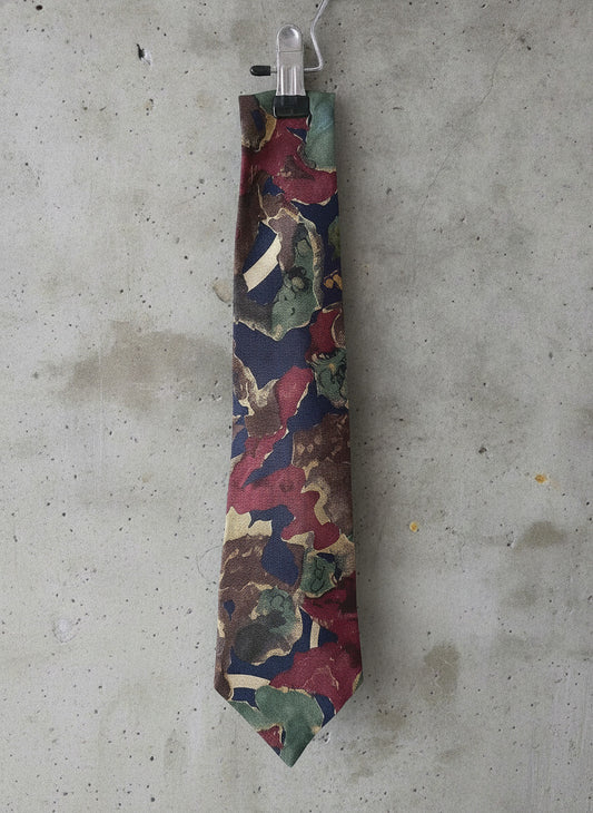 Unisex Pierre Cardin Made In UK Silk Tie With Abstract Multicolor Pattern - 3841