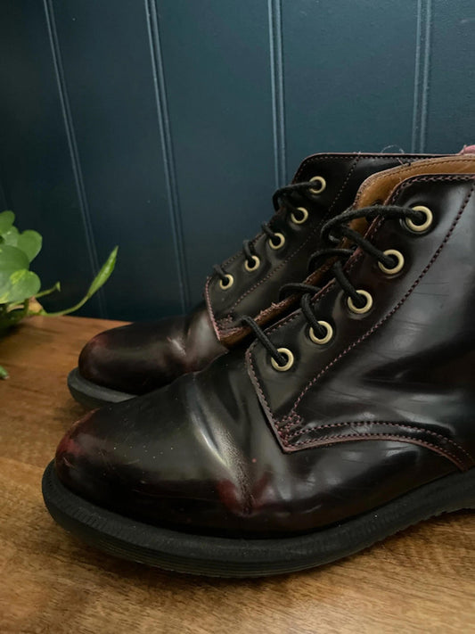 Women’s Dr Martens Arcadia Leather Lace Up Boots In Cherry Red - UK6 - 2156