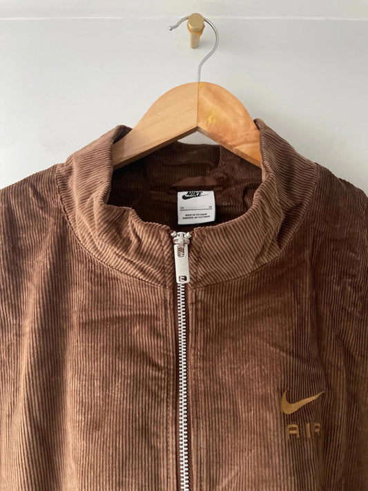 Women’s Nike Oversized Fit Corduroy Full Zip Jacket Top In Brown - UK 14 - 2306