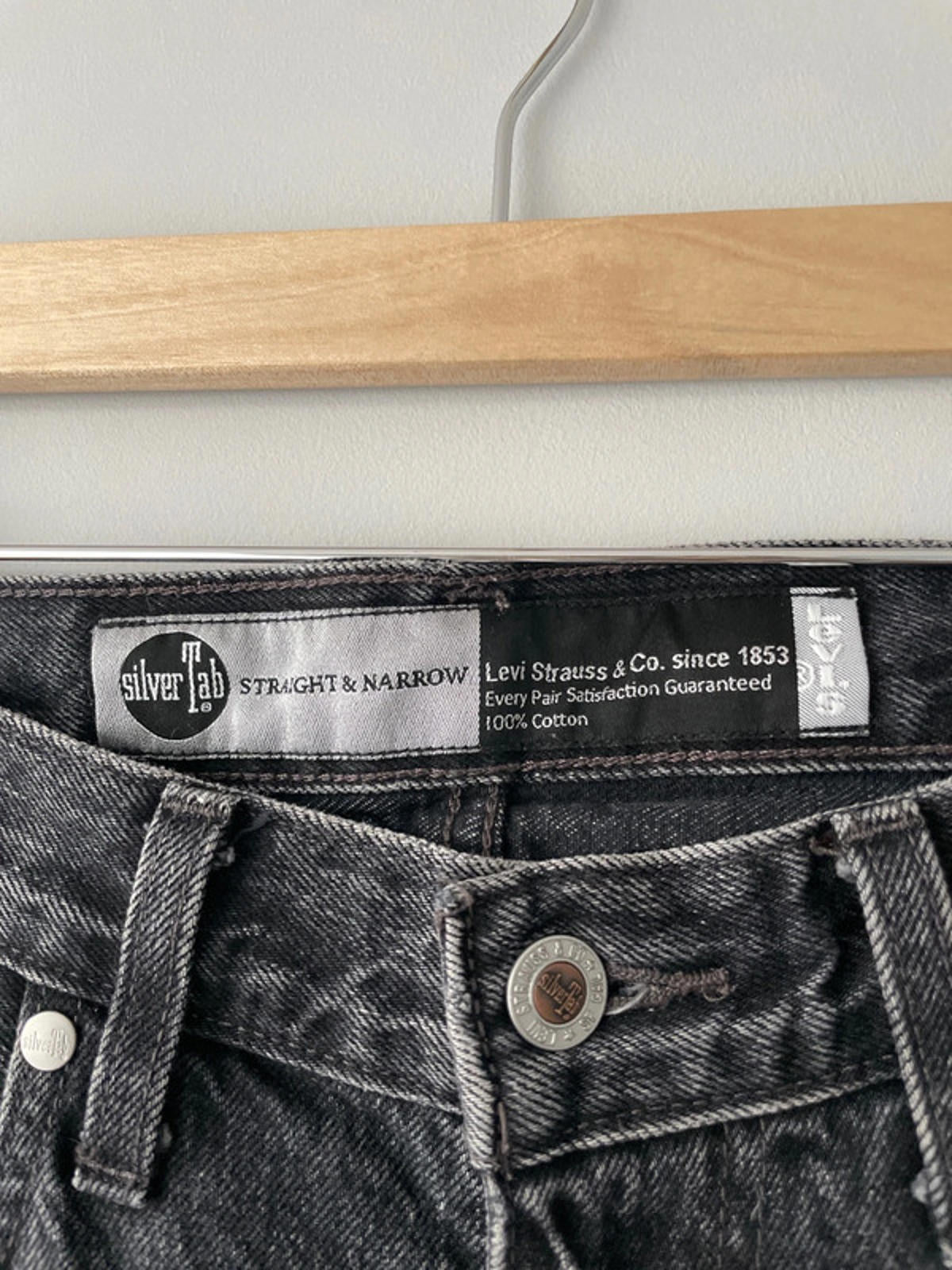 Men’s Levi’s Limited Edition Silver Tab Straight Fit Washed Jeans In Black - W32/L32 - 2528