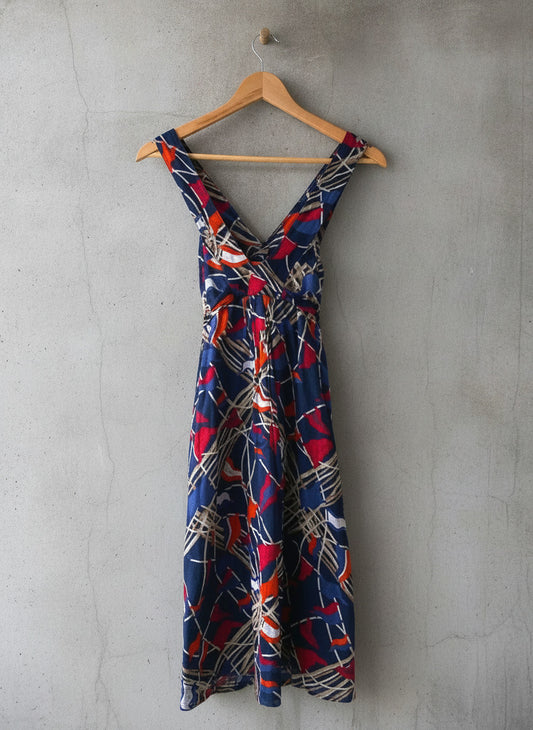 Women’s Burberry Nautical Print Dress with Side Zip in Navy/Red - UK10 - 2919