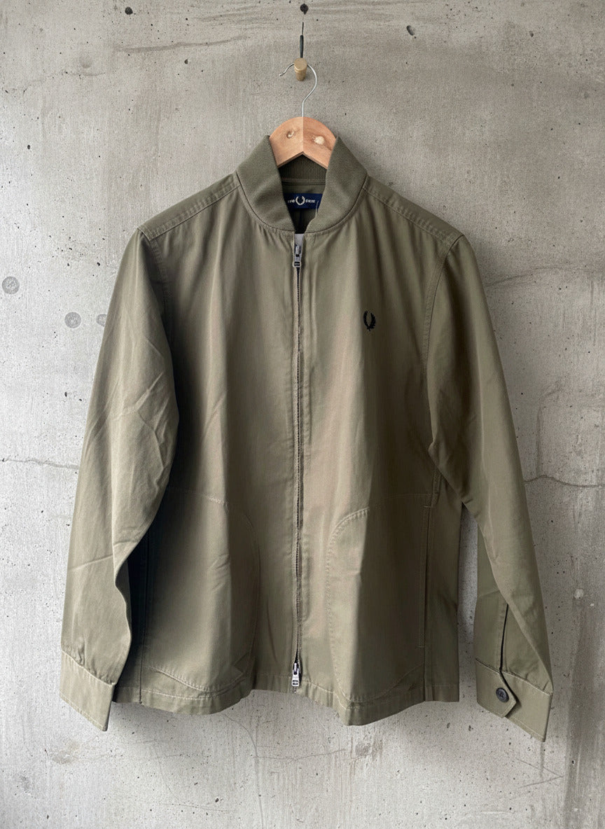 Men’s Fred Perry Zip Through Bomber Jacket Coat In Khaki - Small - 2057