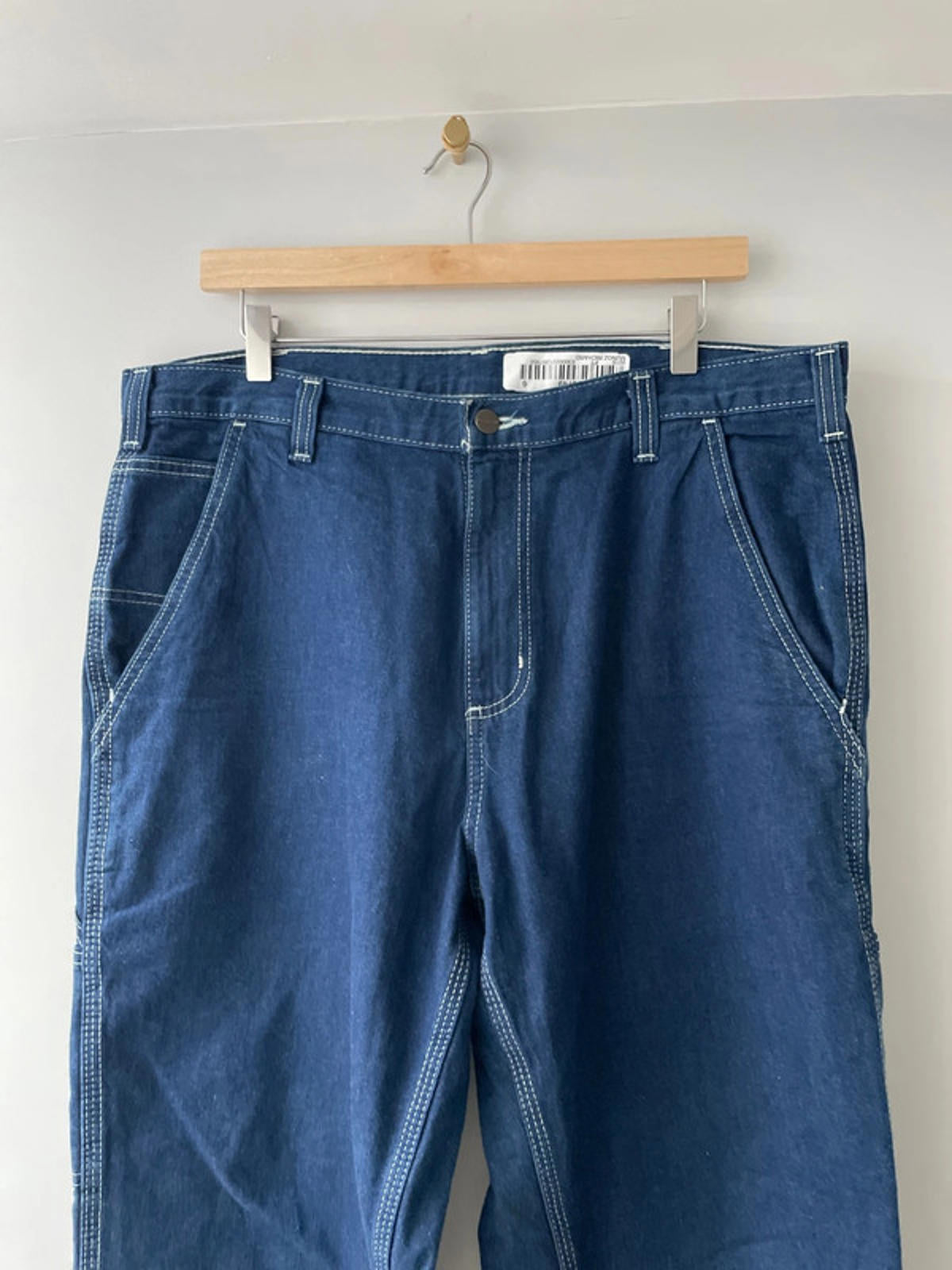 Men’s Carhartt Carpenter Style Contrast Stitching Dungaree Fit Jeans In Navy - W34/L30 - 2519