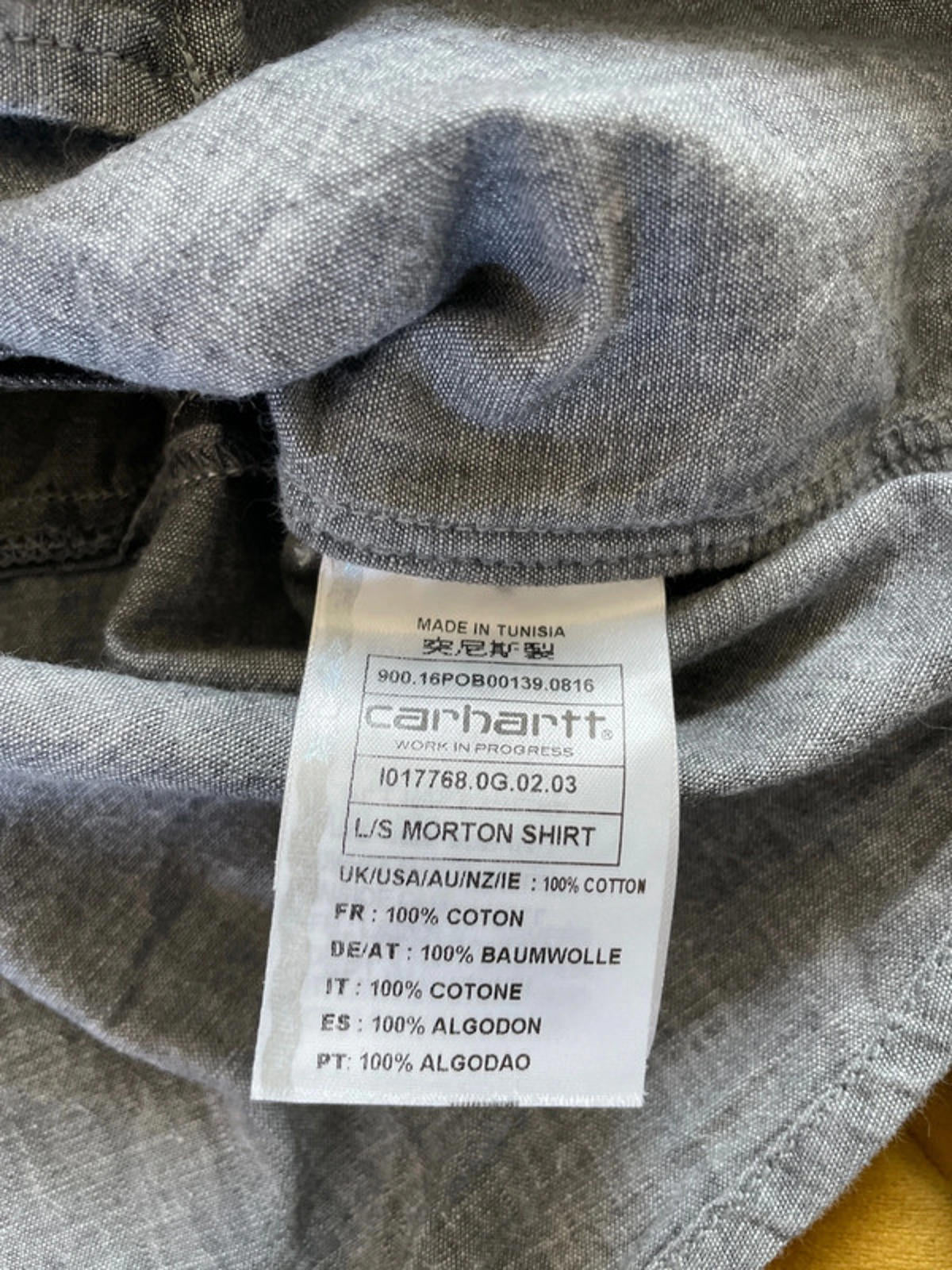 Men’s Carhartt Slim Fit Chambray Cut And Sew Shirt In Grey - Medium - 0957