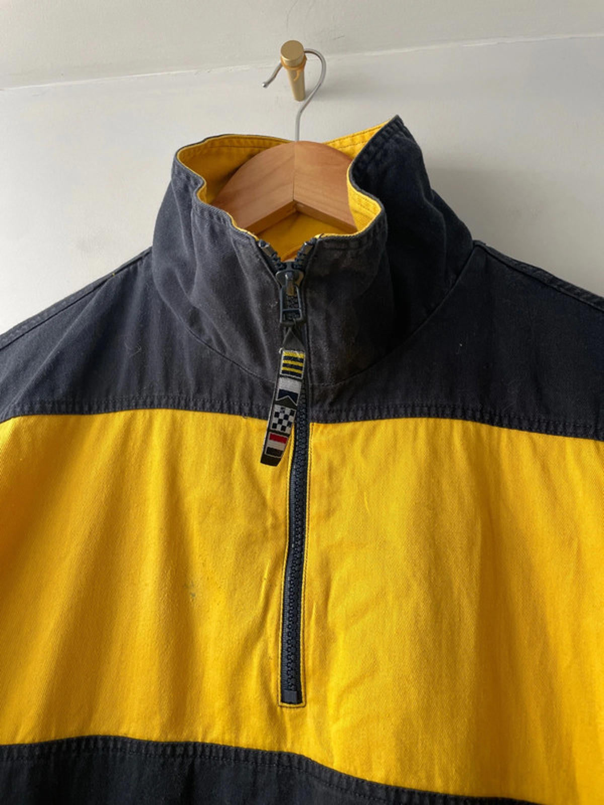 Men’s Gant Oversized Pullover 1/4 Zip Stripped Jacket In Navy/Blue - XLarge - 2214