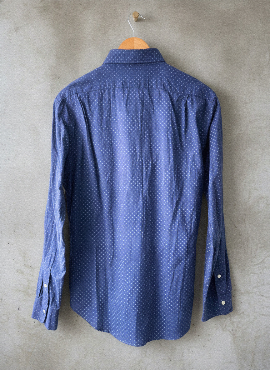 Men’s Ralph Lauren Premium Long Sleeve Slim Fit Shirt In Navy - Medium - 1545
