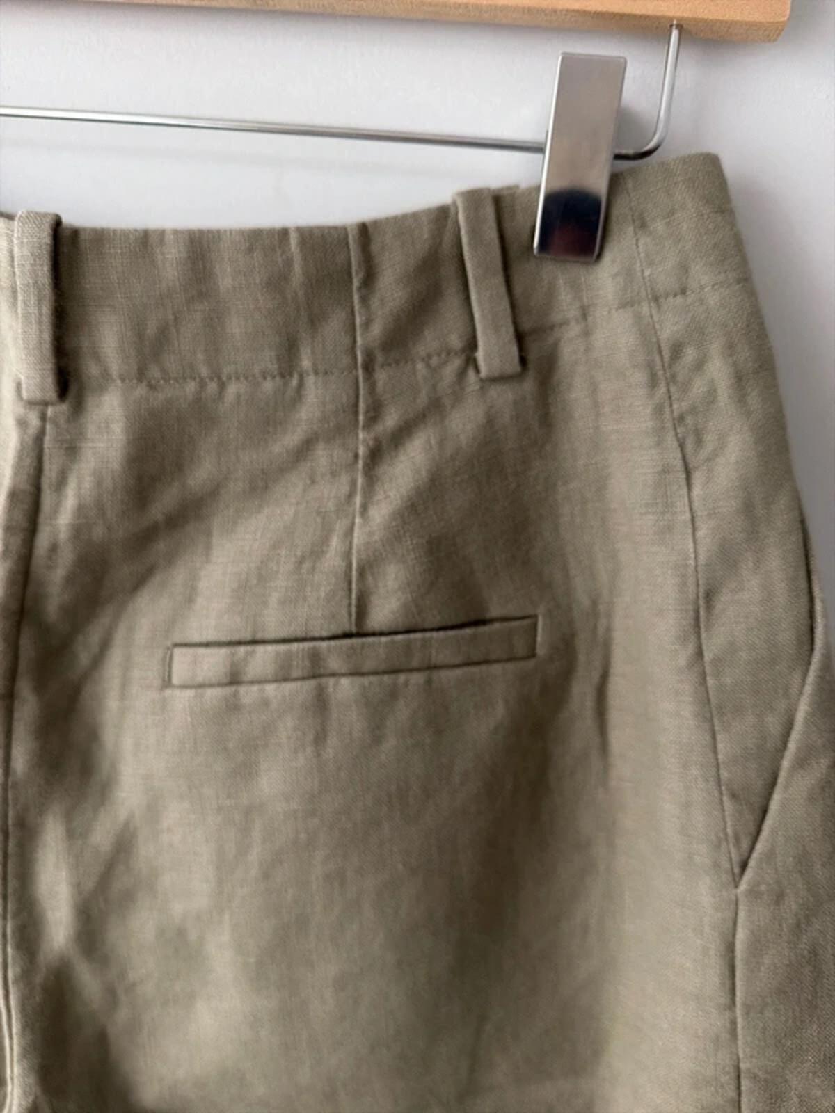 Women’s & Other Stories 100% Linen Shorts In Khaki - Uk6 - 3326
