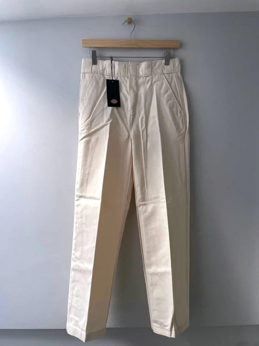 Women’s Dickies Elizaville Straight Leg Chino Trousers In Cream - W26/L29 - 3007