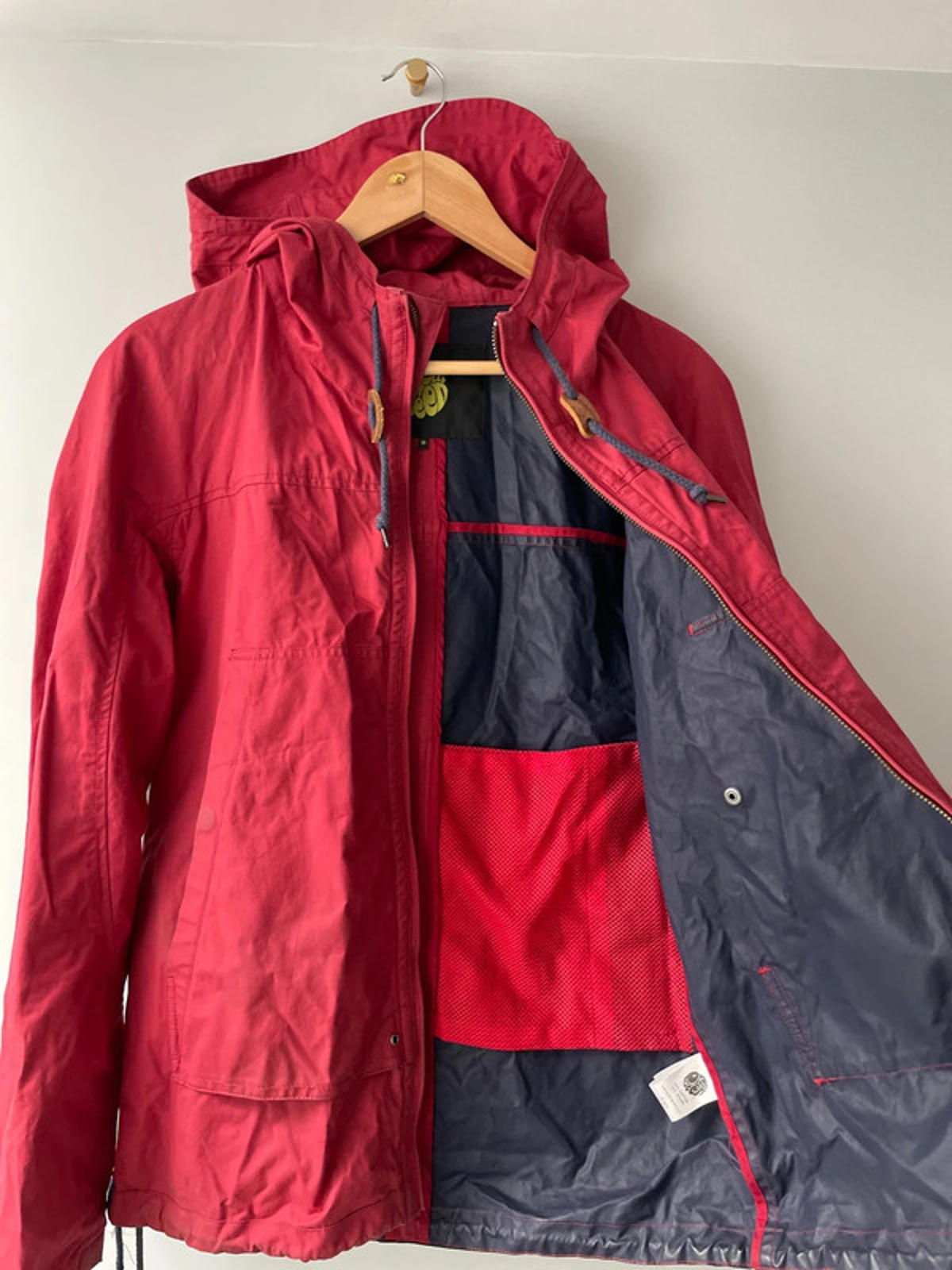 Men’s Pretty Green Hooded Parka Jacket Coat In Red - Medium - 2272