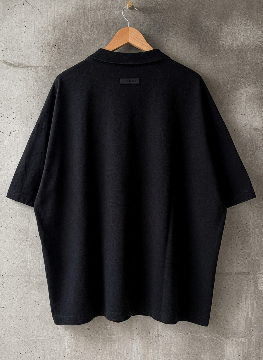 Mens Fear of God Essentials Black Oversized Fit Crew Neck T-Shirt - Large - 3515