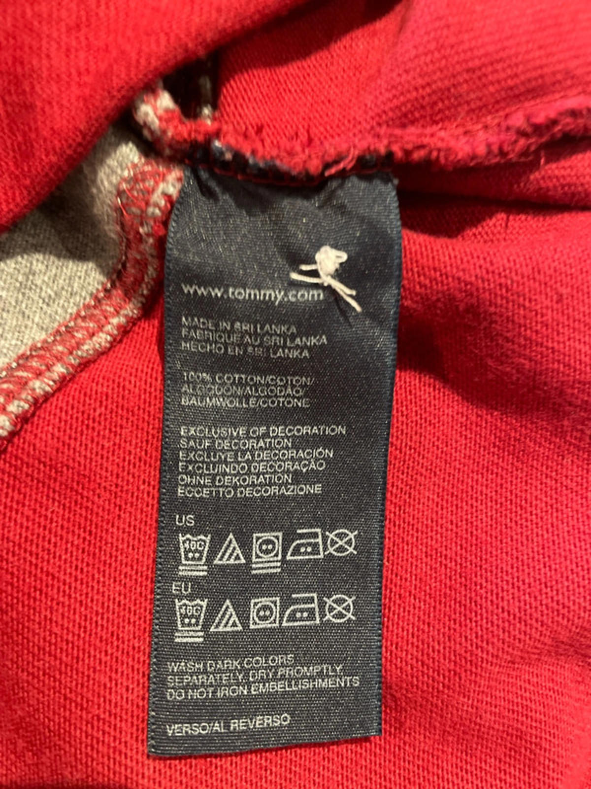 Men’s Tommy Hilfiger Stripped Rugby Polo Top In Grey/Red - Medium - 2533