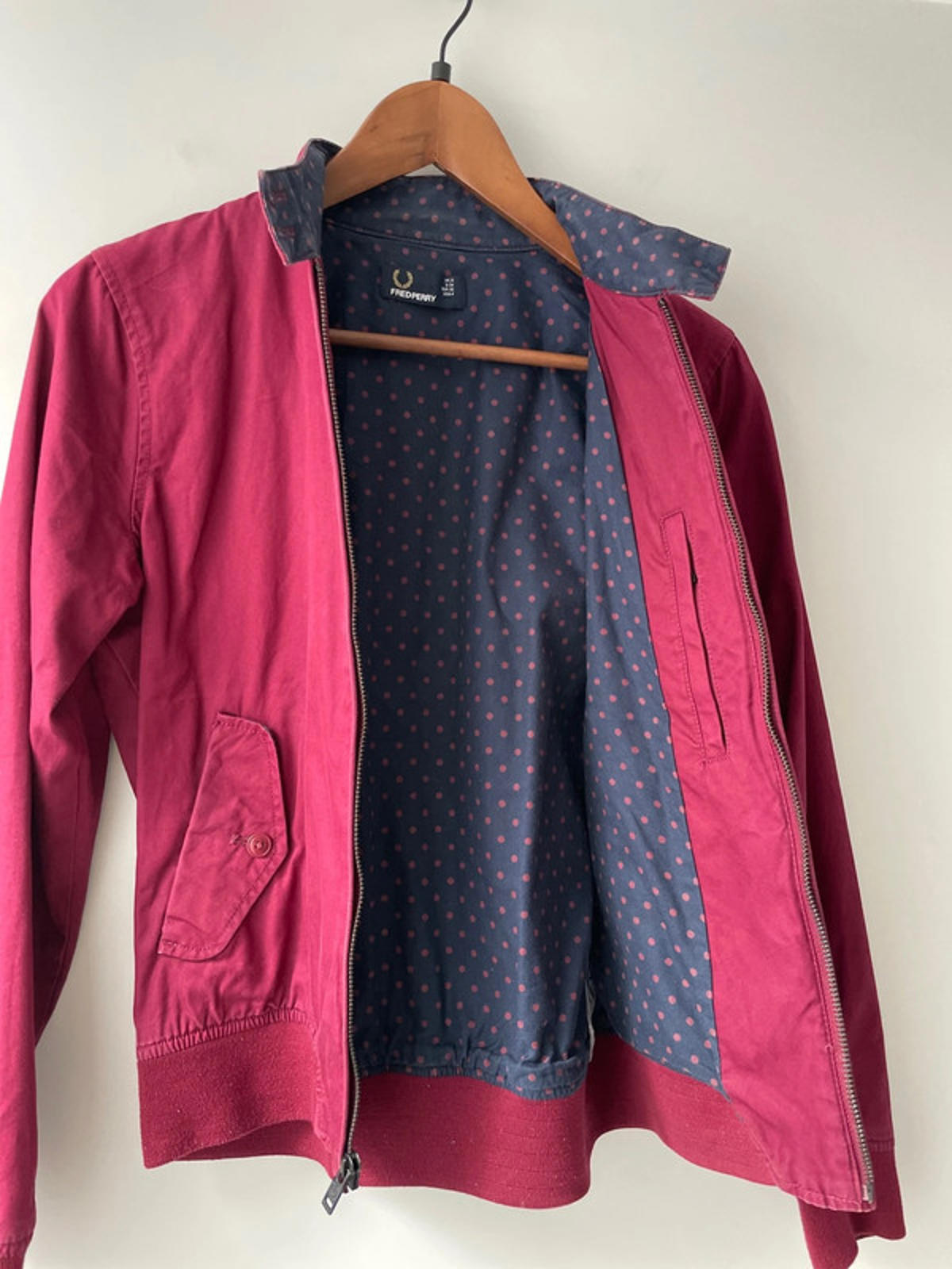 Women’s Fred Perry Harrington Jacket Coat In Burgundy - UK8 - 1995