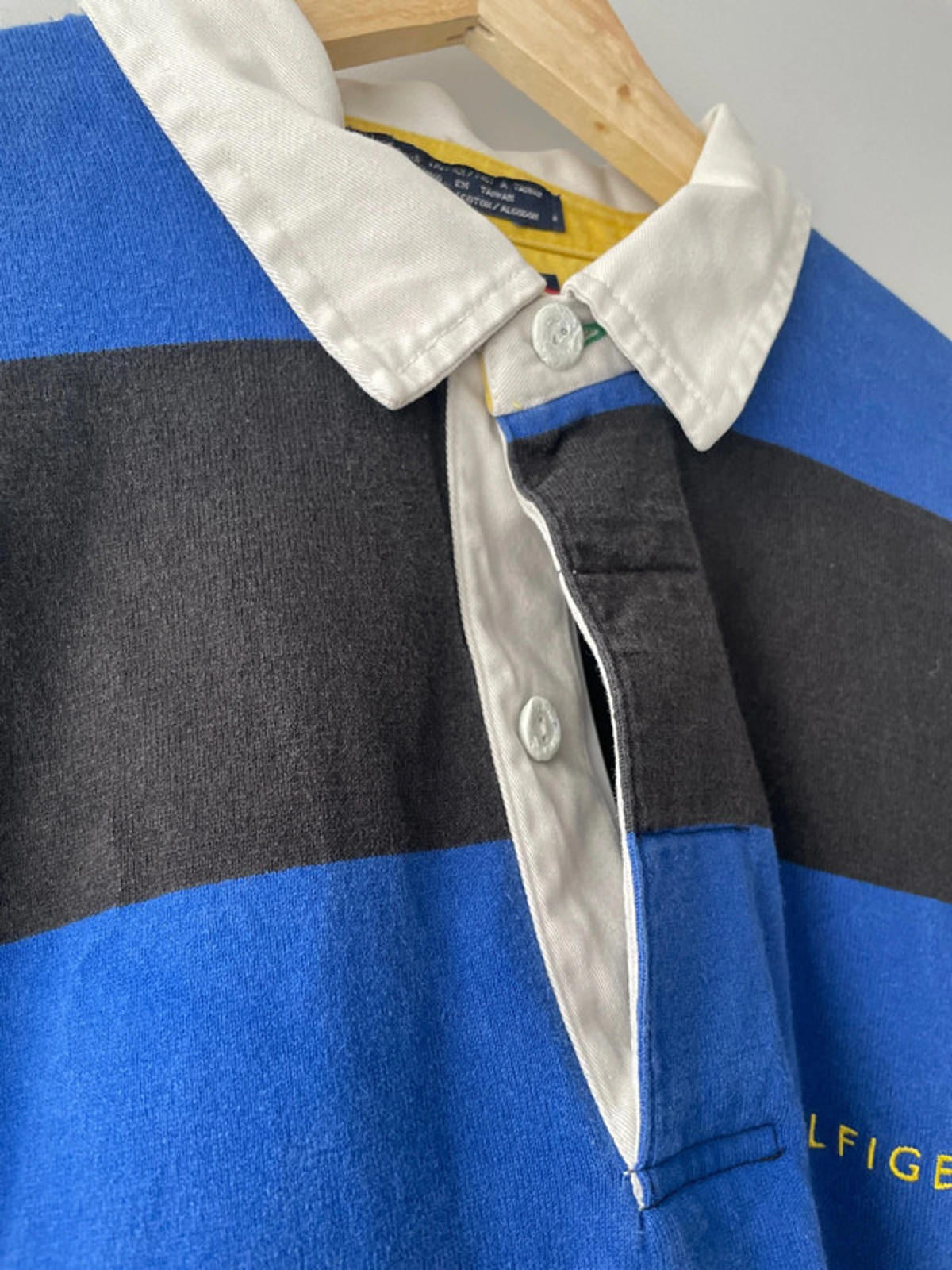 Men’s Tommy Hilfiger Stripped Rugby Polo Top In Navy - Large - 2150