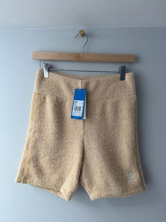 Women’s Adidas Relaxed Risqué Fluffy Texture Knit Shorts In Beige - Uk10 - 3324