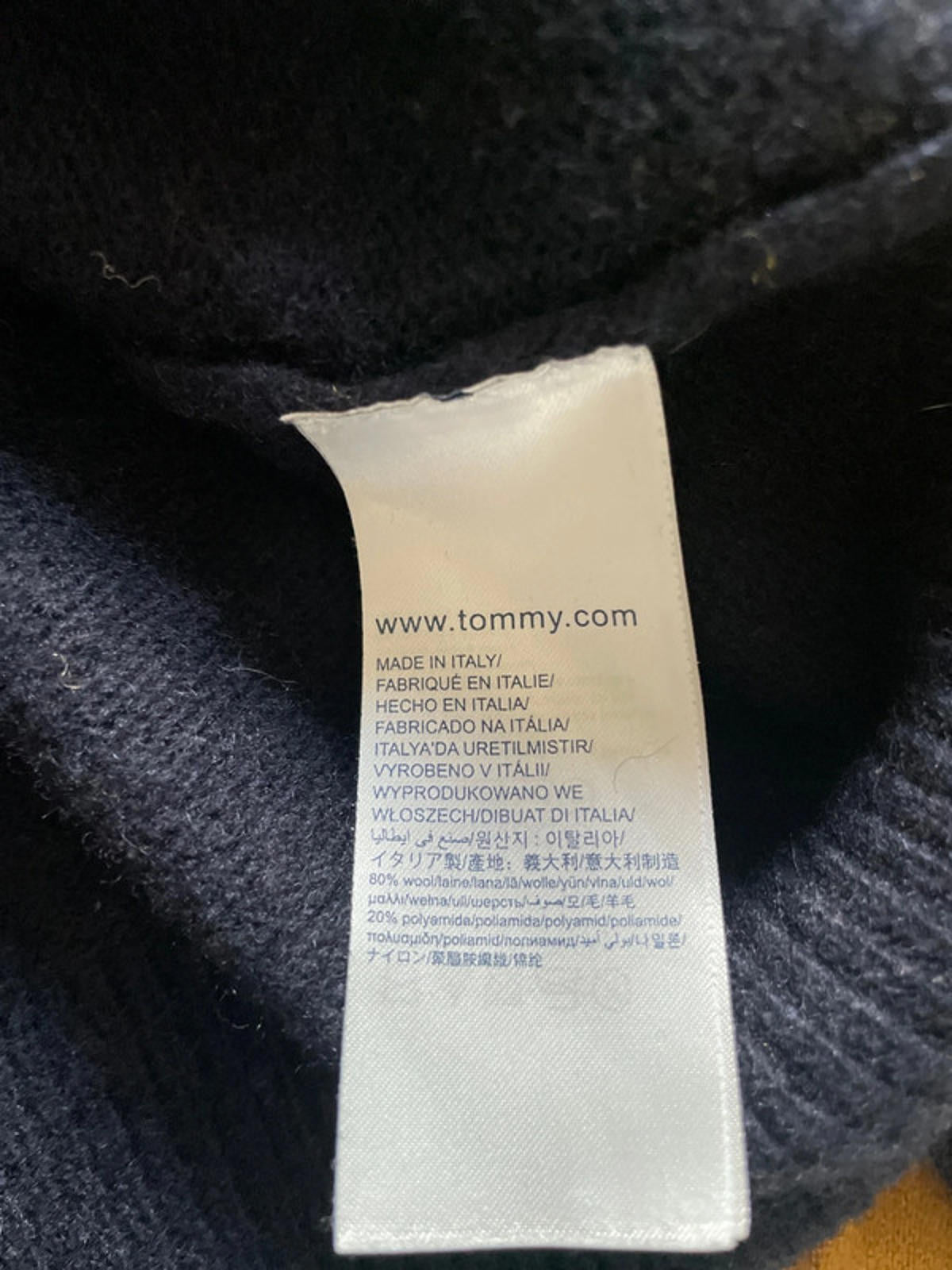 Women's Tommy Hilfiger Premium Wool Jumper In Navy/Yellow - Small - 2621