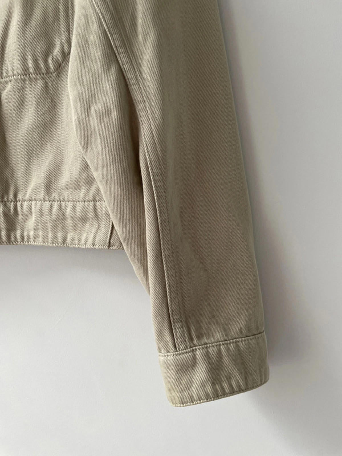 Women’s Uniqlo Cropped Oversized Fit Denim Jacket In Beige - Medium - 2027