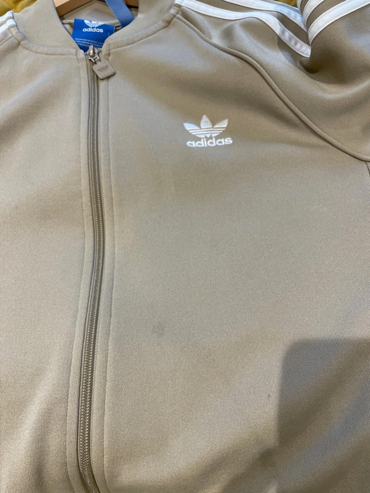 Women’s Adidas Track Jacket Full Zip In Beige - Medium - 2537
