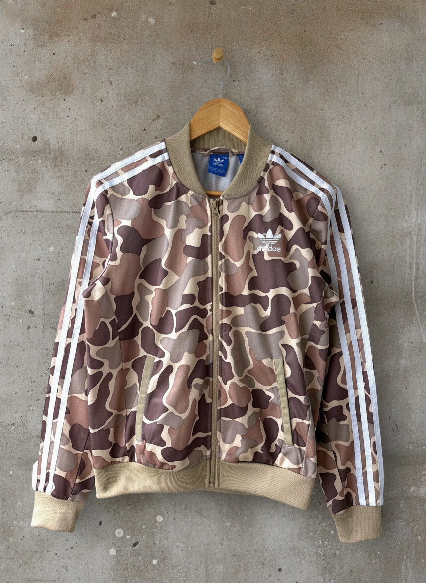 Women’s Adidas Camo Print Track Jacket Top In Brown - Uk8 - 3769