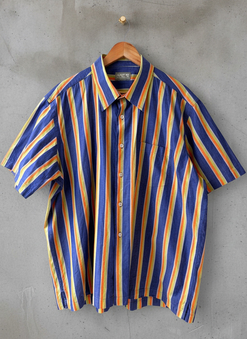 Mens Nicole Miller New York Oversized Fit Short Sleeve Striped Shirt - XLarge - 3609