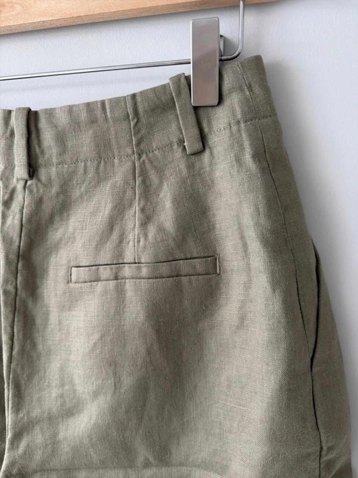 Women’s & Other Stories 100% Linen Shorts In Khaki - Uk6 - 3371