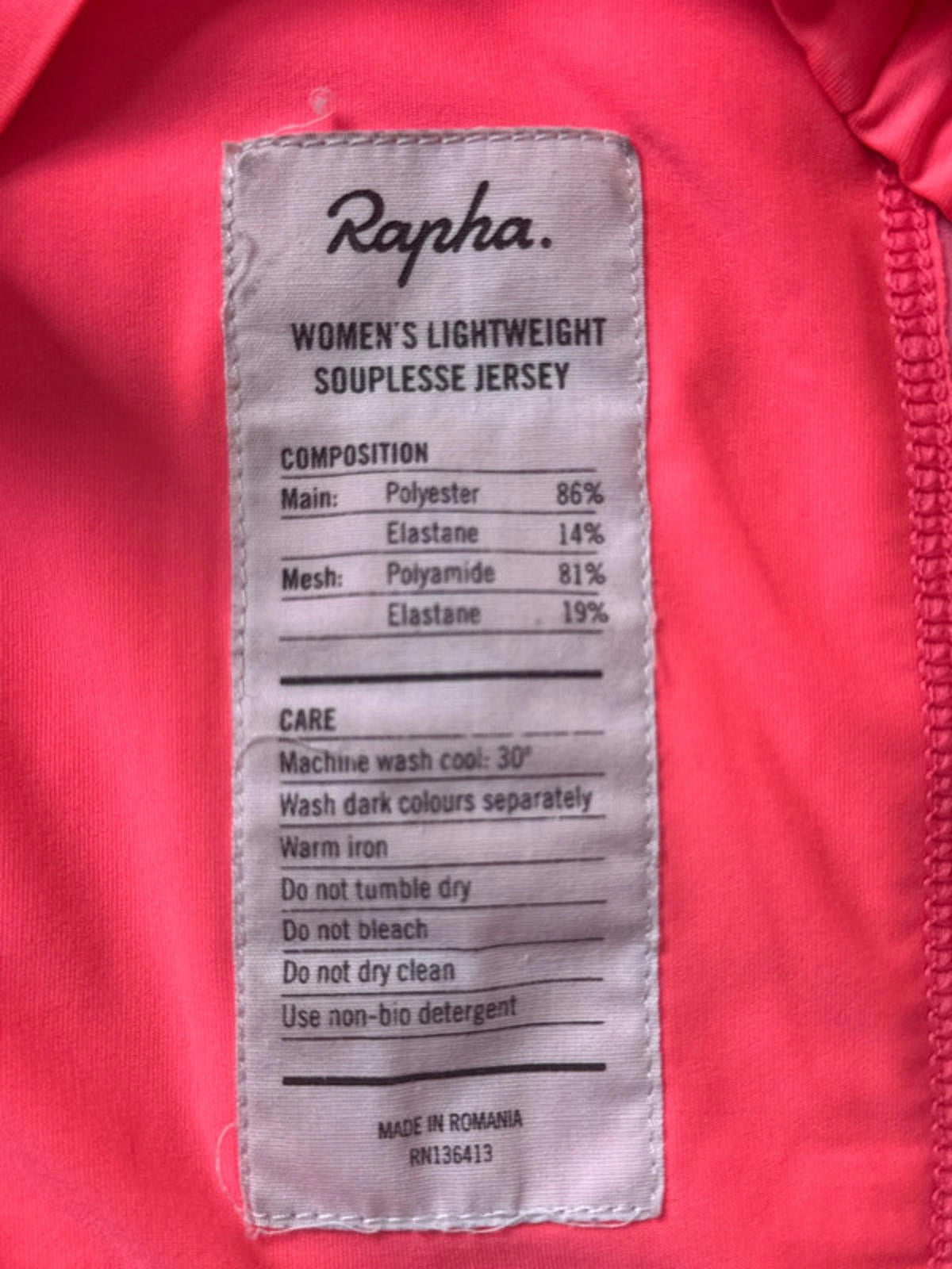 Women’s Rapha Lightweight Souplesse Cycling Jersey Top - Large   -1349