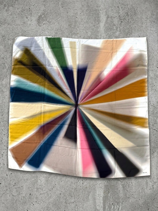 Unisex Paul Smith Large Silk Printed Multicolor Abstract Pattern Scarf - 3850