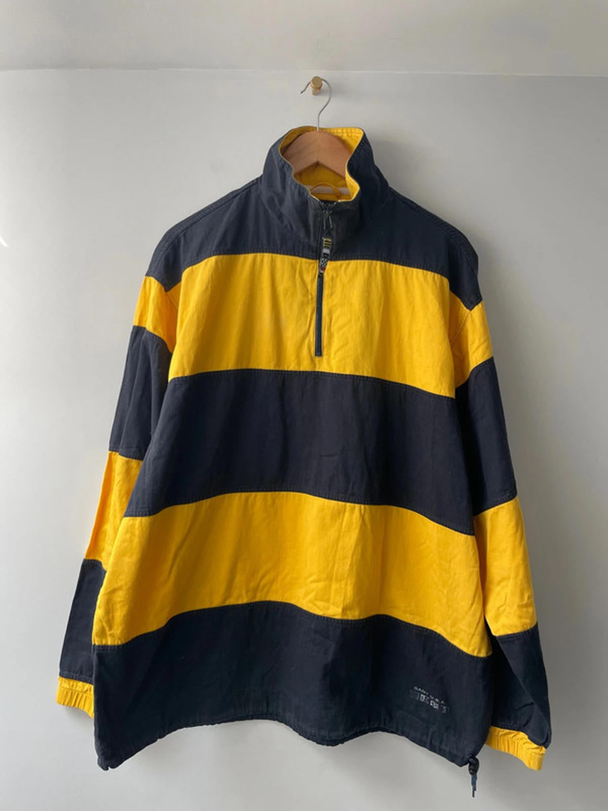 Men’s Gant Oversized Pullover 1/4 Zip Stripped Jacket In Navy/Blue - XLarge - 2214