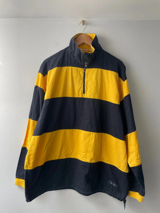 Men’s Gant Oversized Pullover 1/4 Zip Stripped Jacket In Navy/Blue - XLarge - 2214