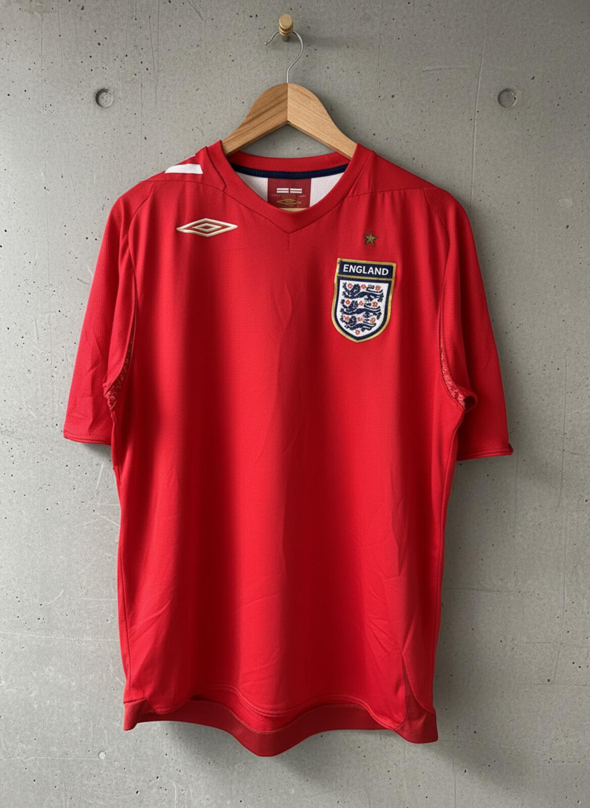 Mens England 2006-08 Away Football Shirt Top In Red - Large - 3492