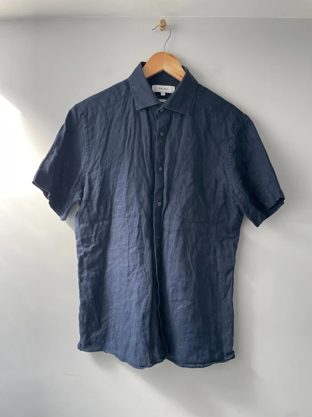 Men’s Reiss Premium Linen Slim Fit Shirt In Navy - Medium - 3077