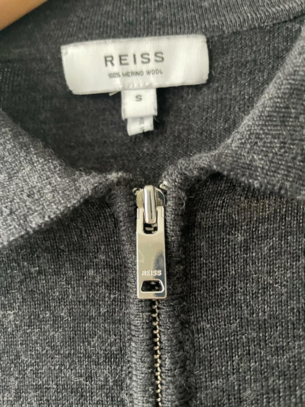 Men’s Reiss 100% Merino Wool Long Sleeve Knitted Polo Top In Grey - Small - 2904