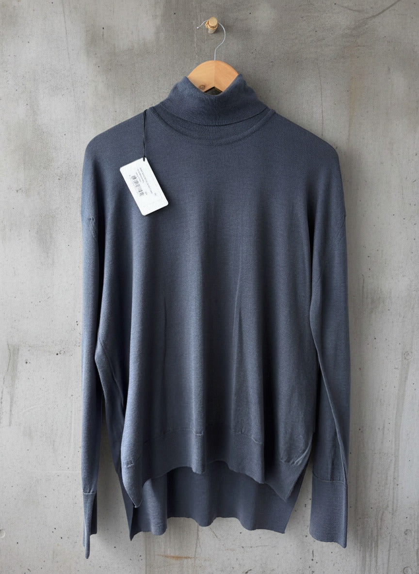 Womens John Smedley Oversized Fit Merino Wool Turtleneck Jumper - Medium - 3718l