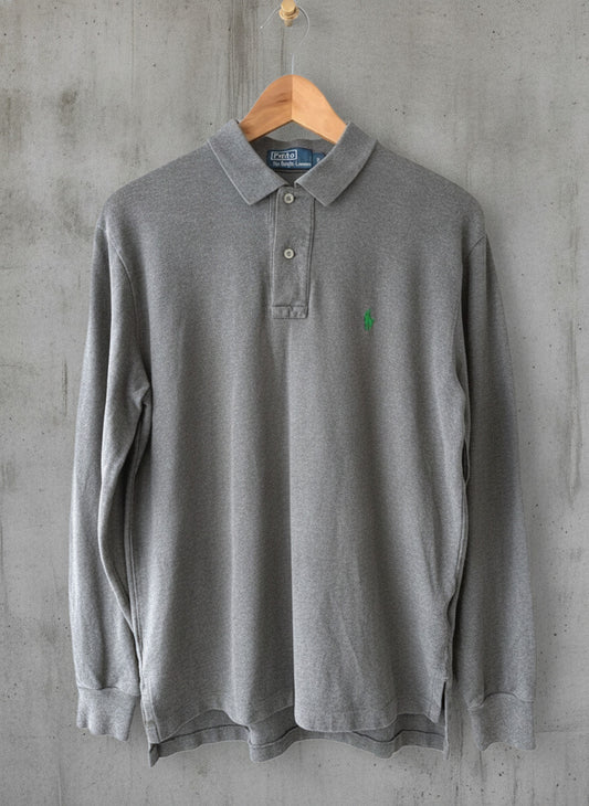 Men’s Ralph Lauren Premium Long Sleeve Polo Top In Grey - Small - 3309