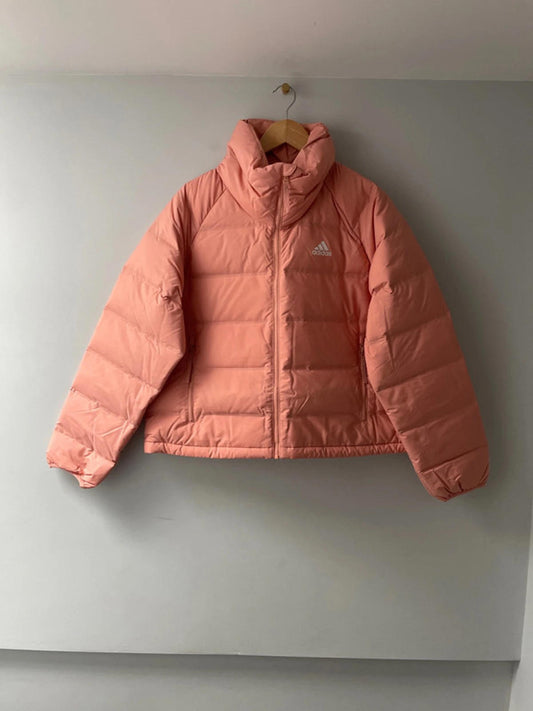Women’s Adidas Helionic Oversized RLX Down Puffer Jacket In Coral - Uk12 - 2342
