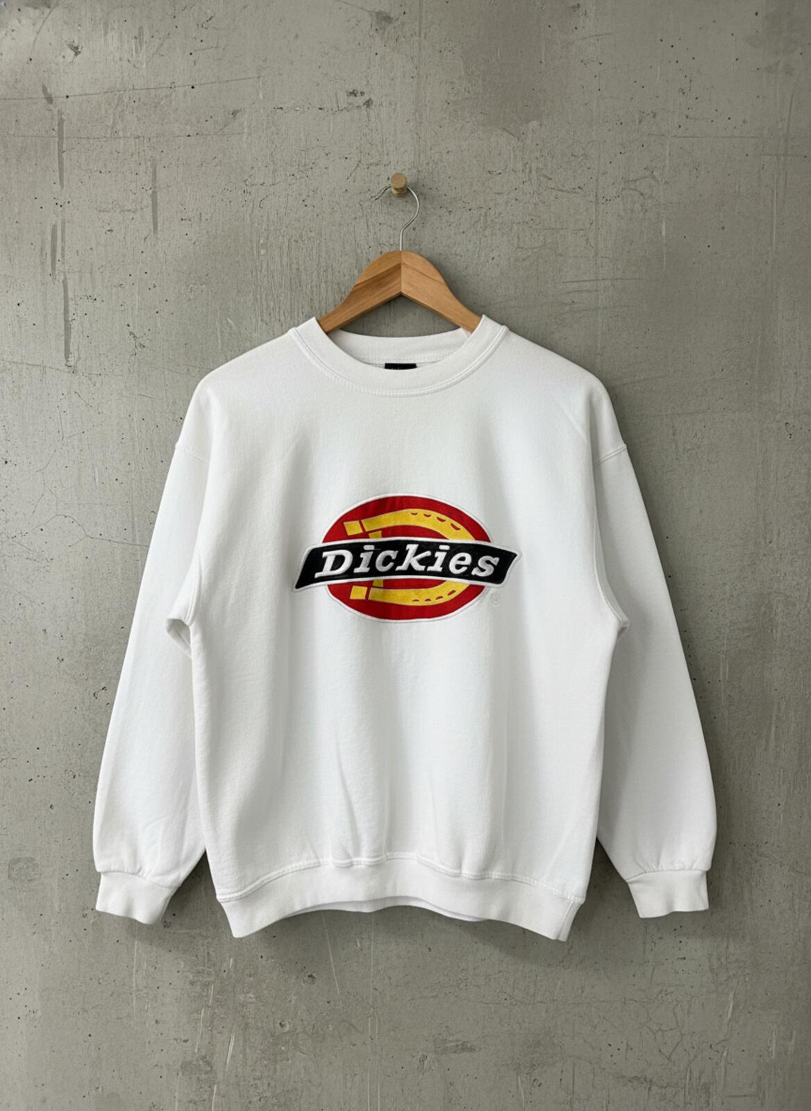 Women’s Dickies Vintage 80's Crew Neck Sweatshirt Top In Off White - Large -3411